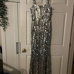 Muse Shimmering Silver Sequin Gown